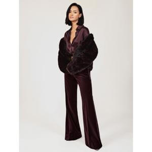 REISS Elia Velvet Tuxedo-Stripe Flared Trousers